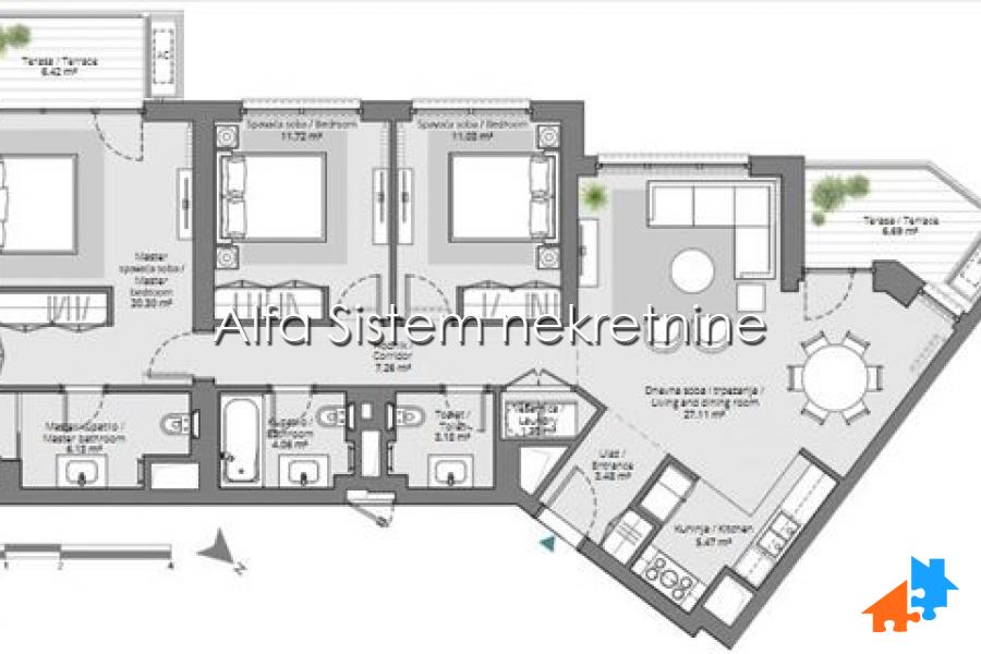 Izdavanje: Četvorosoban stan 115 m², Beograd na vodi – Beograd