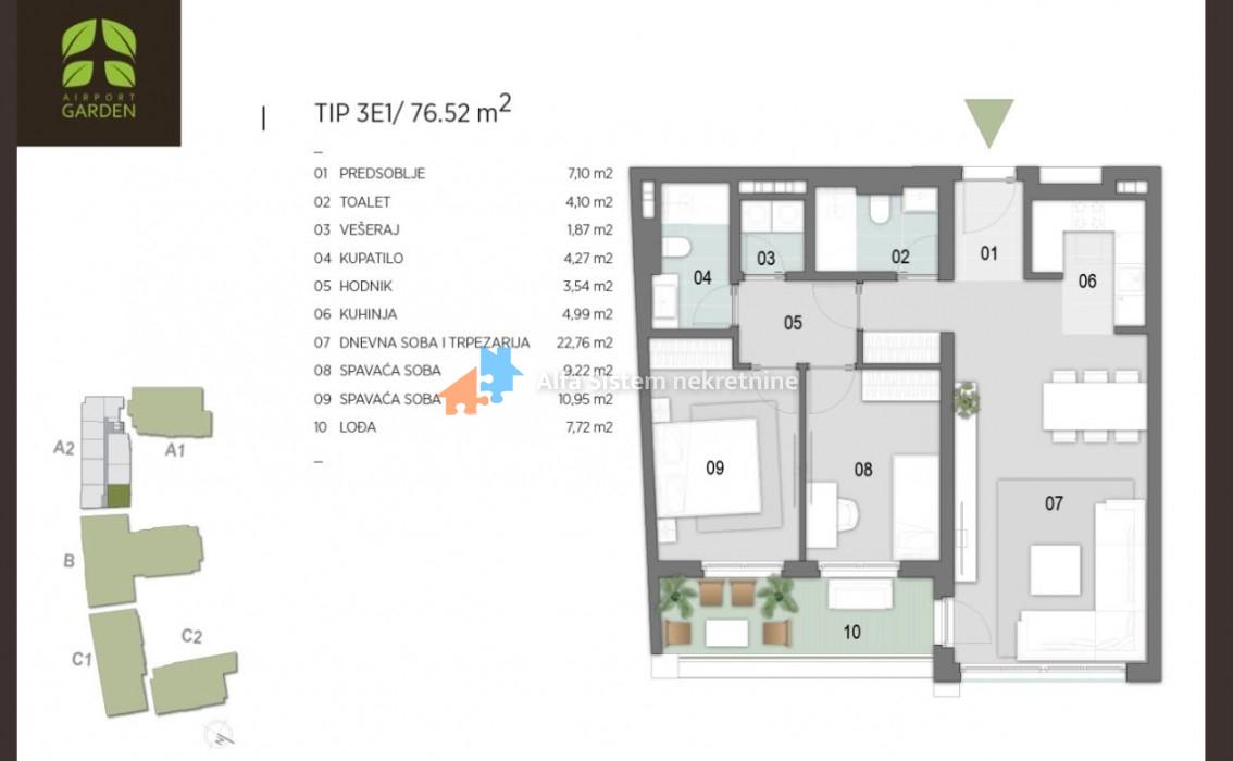 Izdavanje: Trosoban stan 77 m², Novi Beograd – Beograd